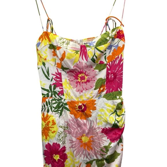 Reformation Marguerite in Fabrizia Floral Silk Satin Side Slit Midi Dress 6 - Picture 8 of 11
